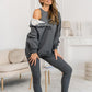 2024 Damen-Sport-Freizeit-Sweatshirt mit Kapuze + schmaler Weste + Hose, 3er-Set