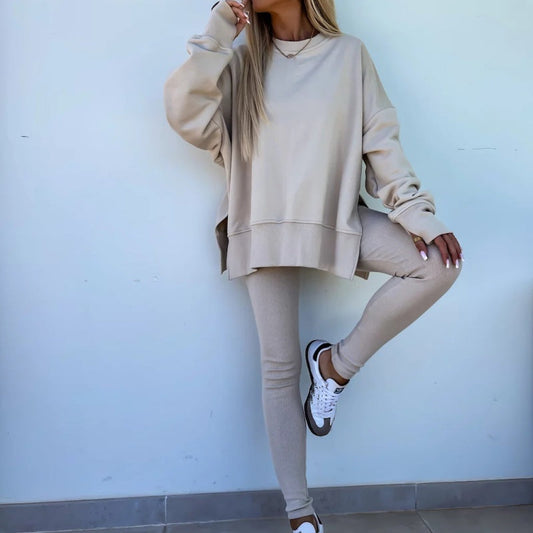 57%Rabatt💥 Zweiteiliges Set aus langärmeligem bedrucktem Sweatshirt und Leggings für Damen