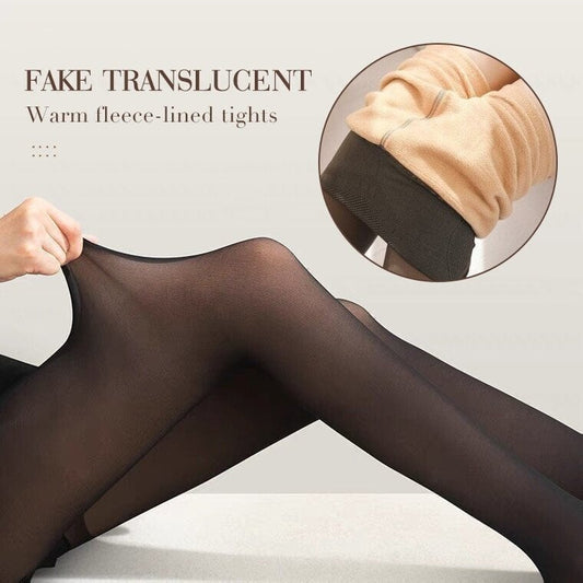 Thermostrumpfhosen für Damen im Winter🔥Flawless Legs Fake Translucent Warm Plüsch gefütterte elastische Strumpfhose🔥