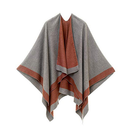 Eleganter Farbblock-Poncho für Damen für Herbst und Winter