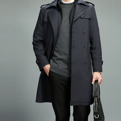 Lässiger Herren Trenchcoat mit Revers und abnehmbarem Innenfutter